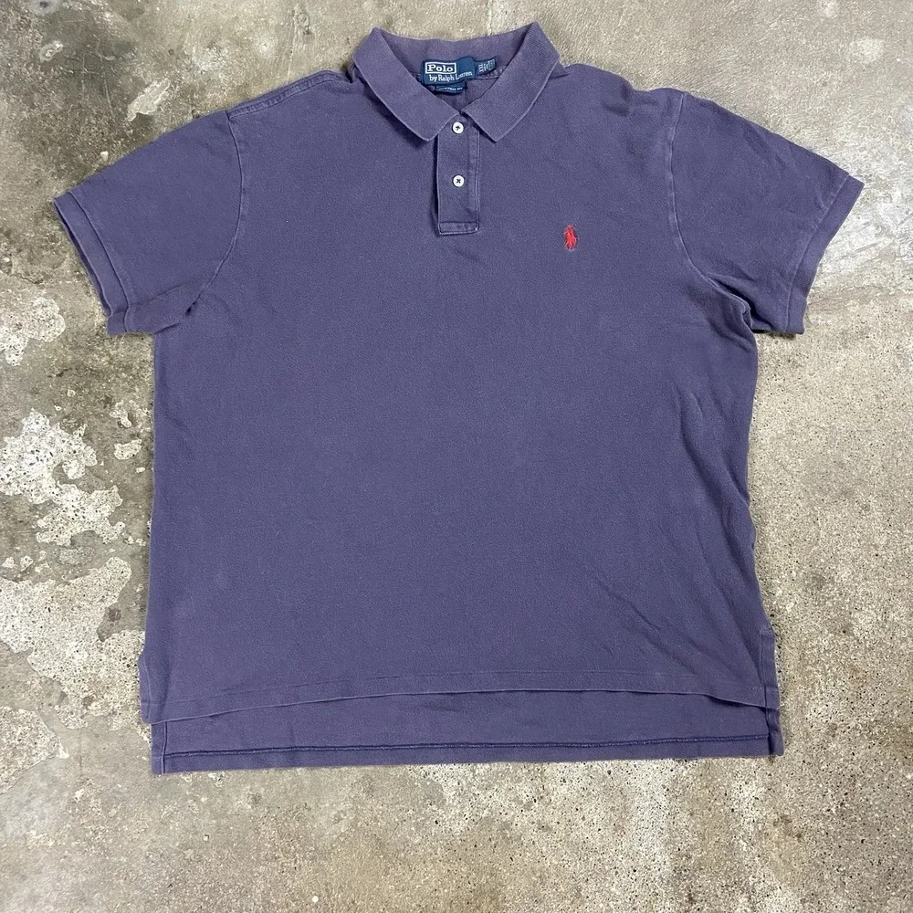 Vintage 90s Polo Ralph Lauren Polo Shirt Size XXL Navy Blue Custom Fit Red Pony